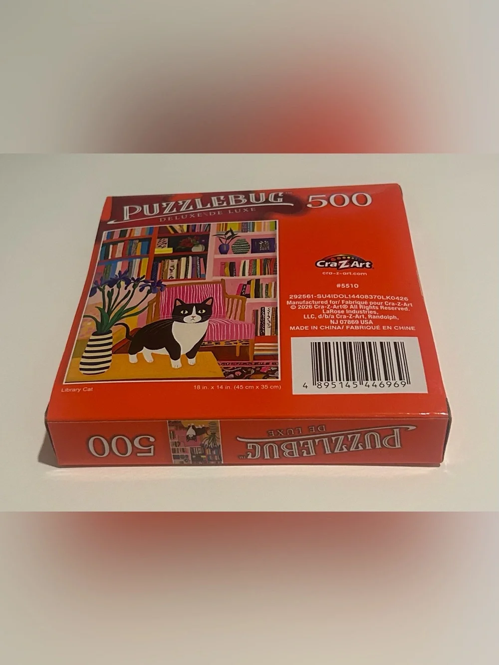 New “Library Cat” Puzzle with Cat 500 Pieces Puzzlebug DeLuxe 20” x 12”
